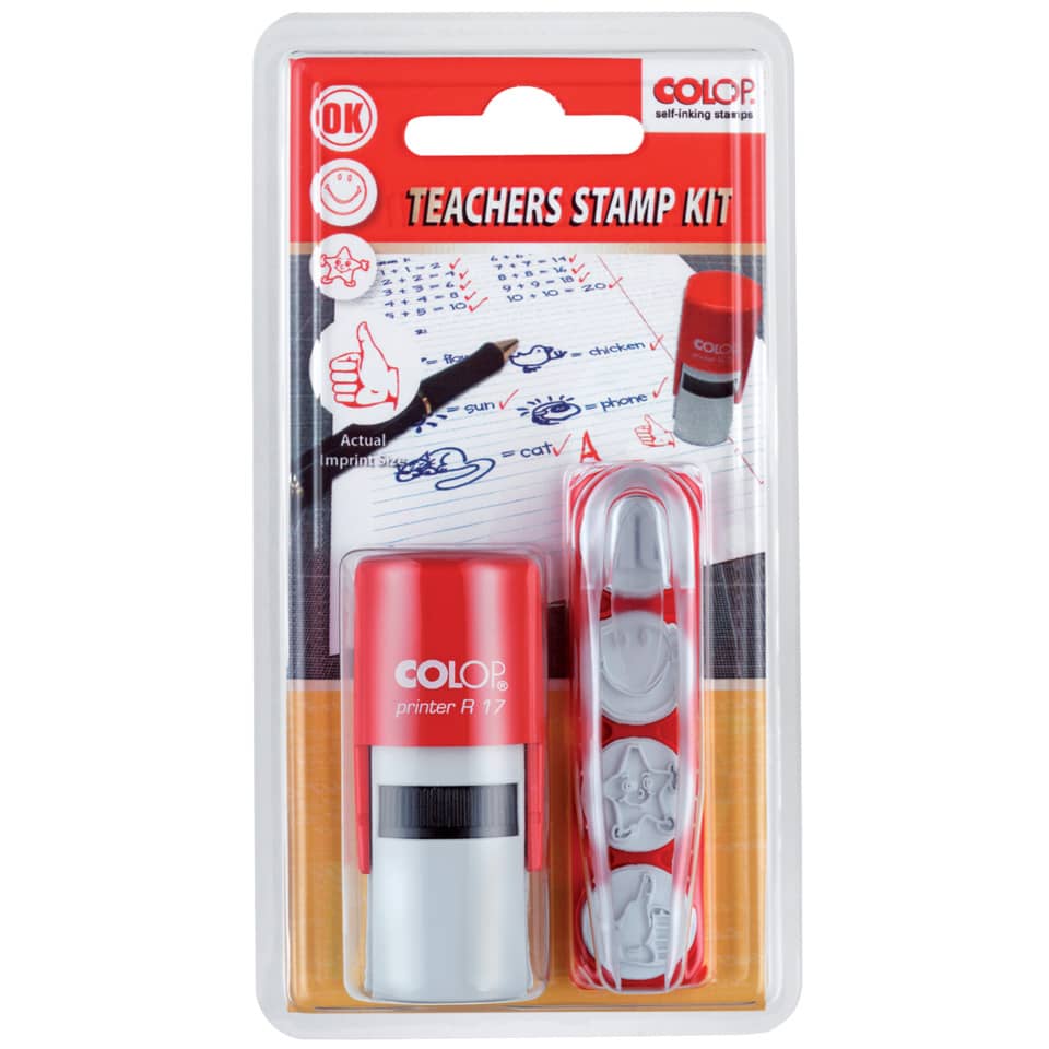 Stempelset, Klebe-Stempel, Schulstempel, Stempelkissen, Colop-Set