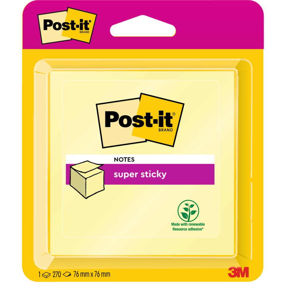 Haftnotizblock Super Sticky Würfel, 76x76mm, 270 Blatt, gelb POST-IT 2014-SCY