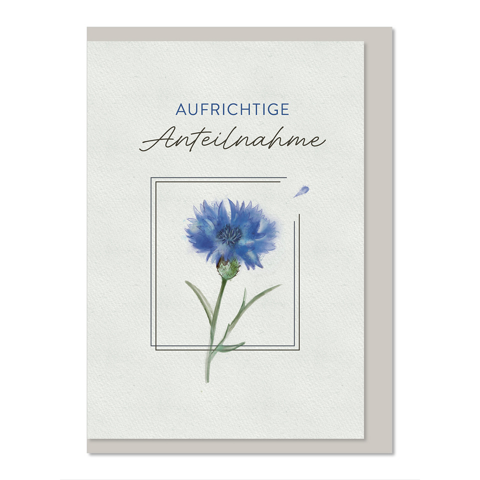 Grußkarte, Blume, blaue Kornblume, Kartenmotiv, Fröbel?
