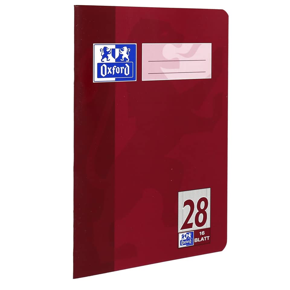 notebook, rot, Oxford, unleserliches Label, Spiralheft?