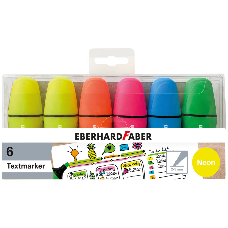 Textmarker, Neon, Mehrfarbig, Klebestift, Kappe geschlossen