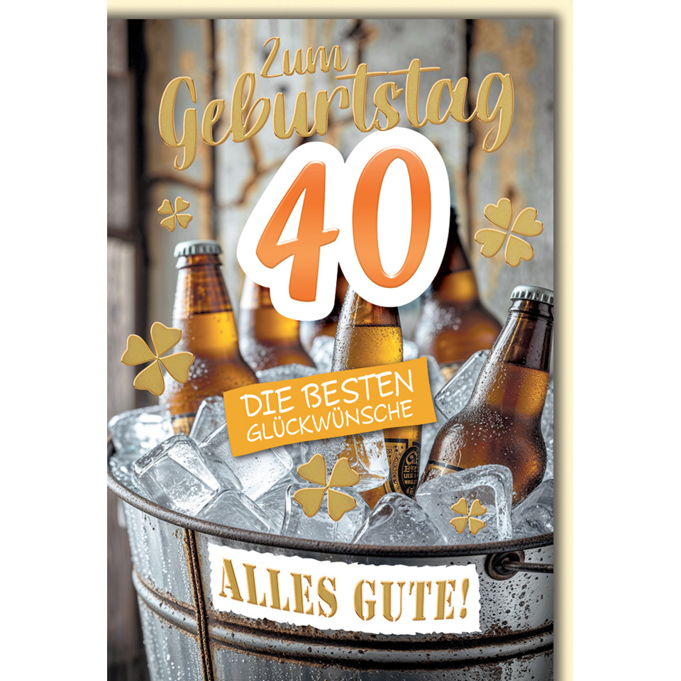 Flasche, Bier, Eiswürfel, Bucket, Glückwunschkarte