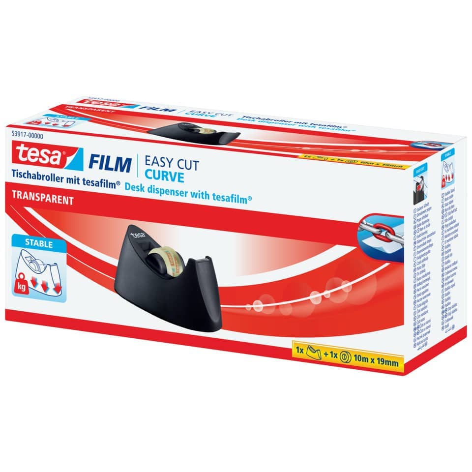 Tesa Film, Klebebandabroller, Transparent, Schreibtischspender, Tesafilm