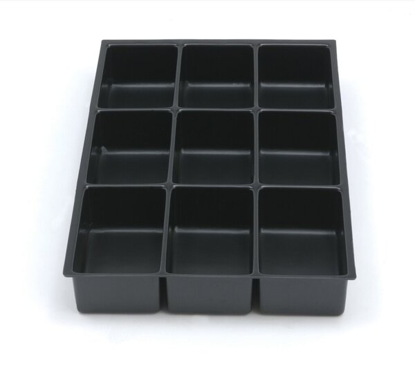 MultiDrawer™ Schubladeneinsatz A4, 9 Fächer, für A4 Schubladen, H 102, 87, 51 mm, (HxBxT): 51 x 233 x 363 mm, schwarz