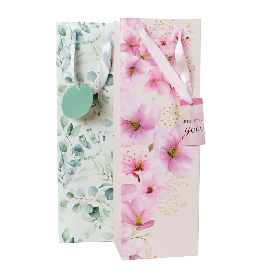 Geschenkbag, Blumenmuster, Floral Design, Geschenkverpackung, Rosenholzfarben