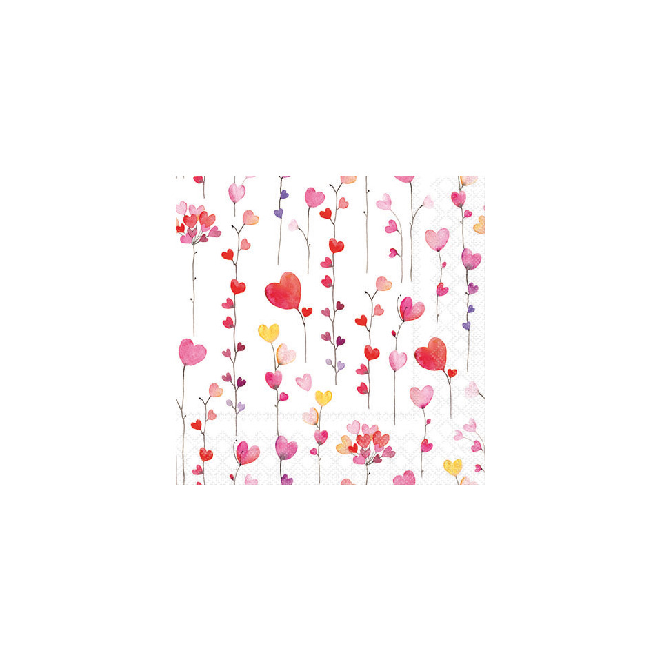 Herzstoffe, Herzmotiv, Blumenstängel, Wasserfarben, Herzmuster