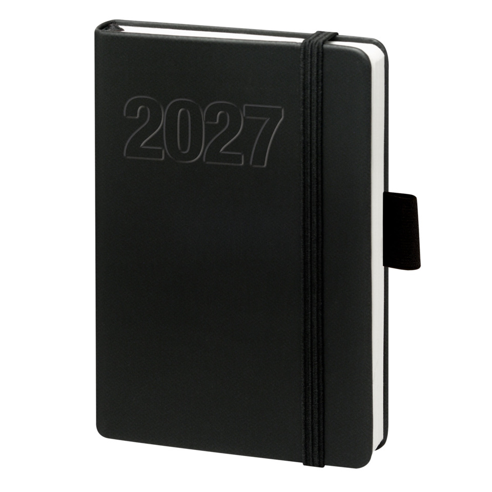 Notizbuch, 2027, Schwarz, Gummiband, Elastischer Verschluss