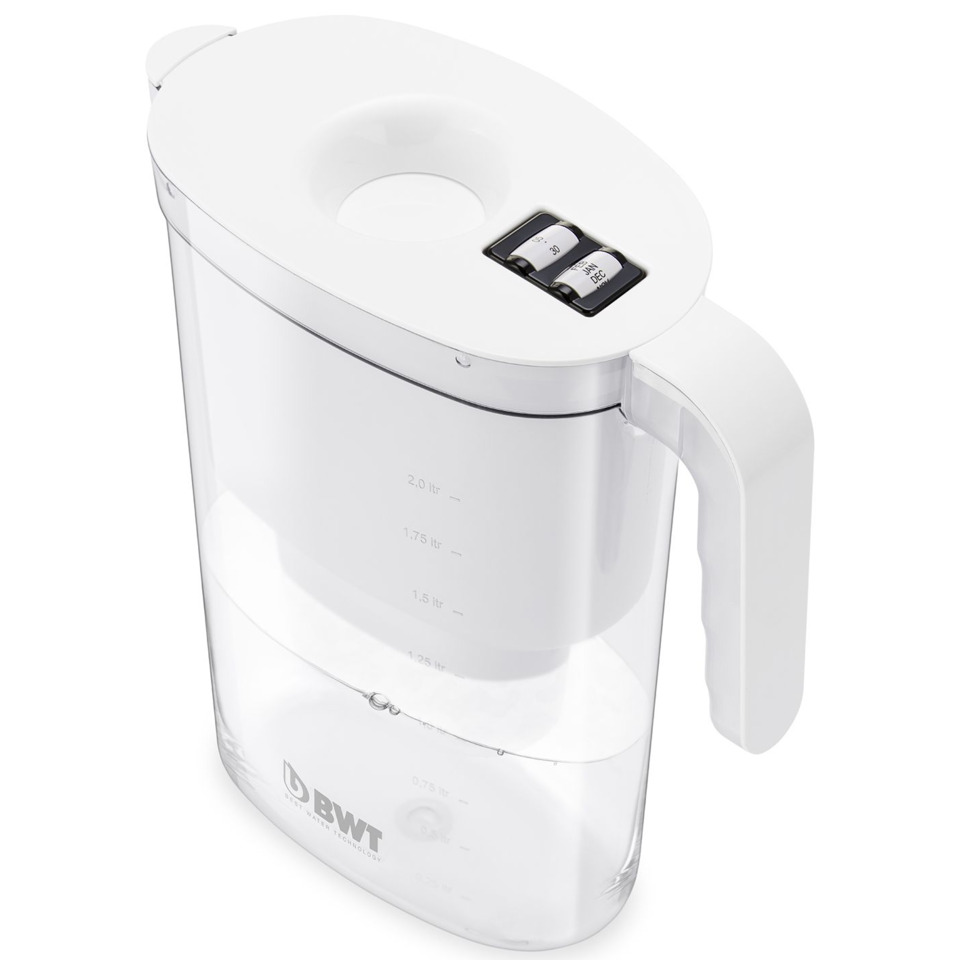 Wasserkanne, U-Kanne, Glasbehälter, Trinkwasserfilter, 2 Liter Kapazität