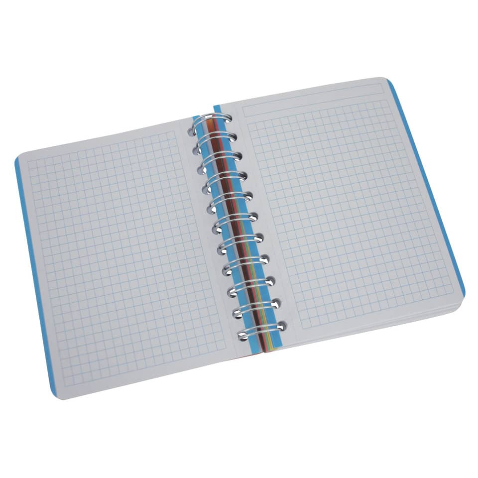 Notizbuch, Ringbindung, Loosengrid, linierte Seiten, bunte Streifen