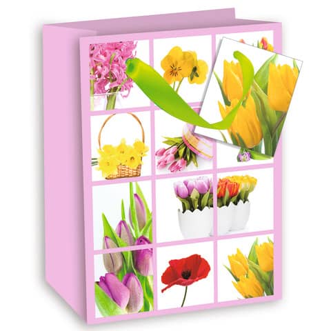 Geschenktragetasche Frühjahrsmosaik, 13,6x26,3x32,3cm  53257