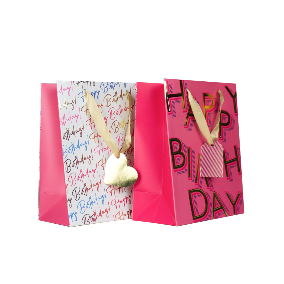 Tasche, Geschenktasche, Geburtstag, Pink, Herz-Anhänger