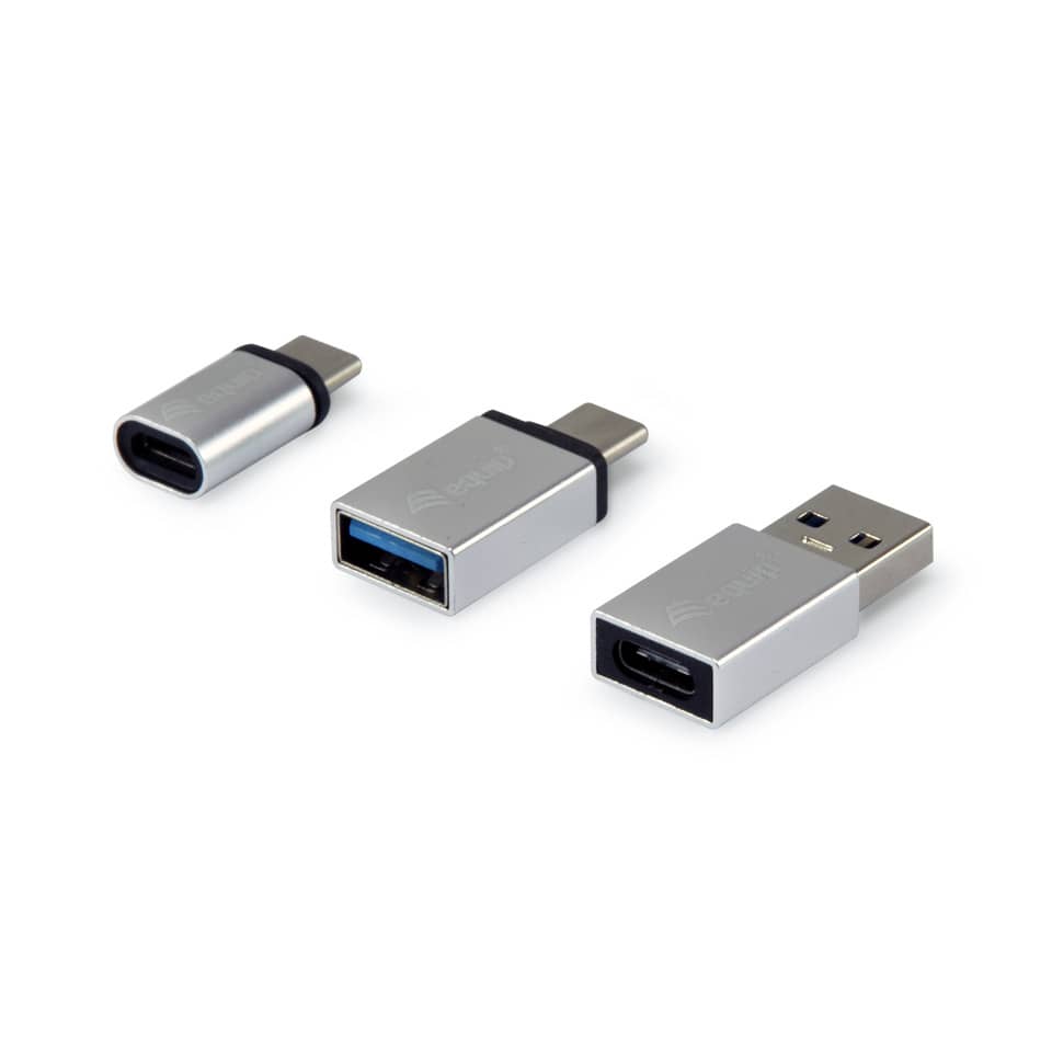 USB-C Adapter, USB-A Male, USB-C Female, metallisch, kompakt