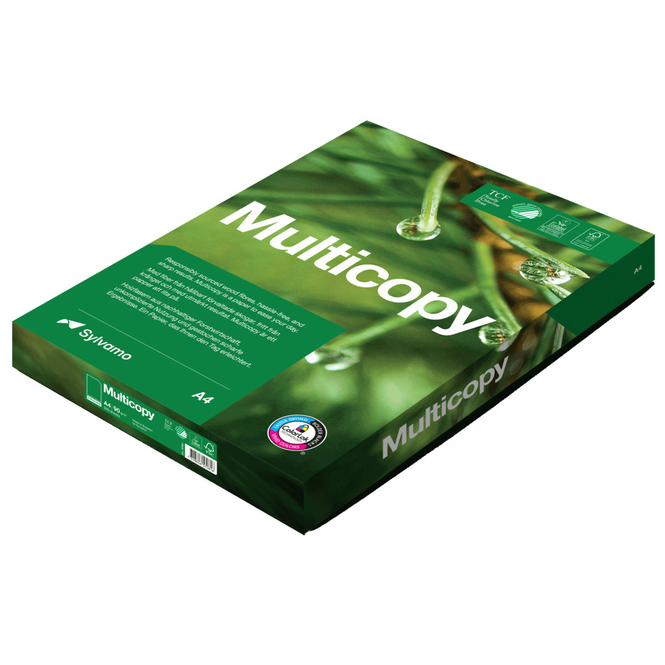 A4 Papier, Multicopy, grüne Verpackung, A4 Größe, recyceltes Papier