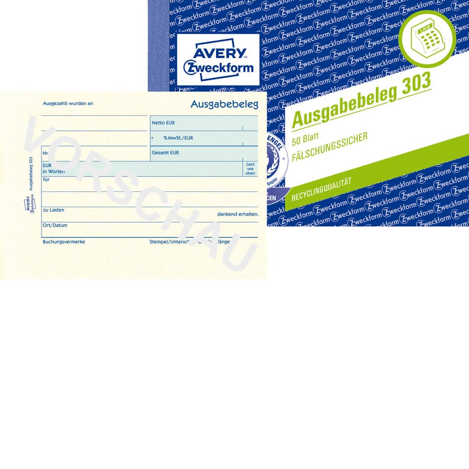 Kassenbeleg, Ausgabebeleg, Bürobedarf, Papierformular, Fälschungssicher