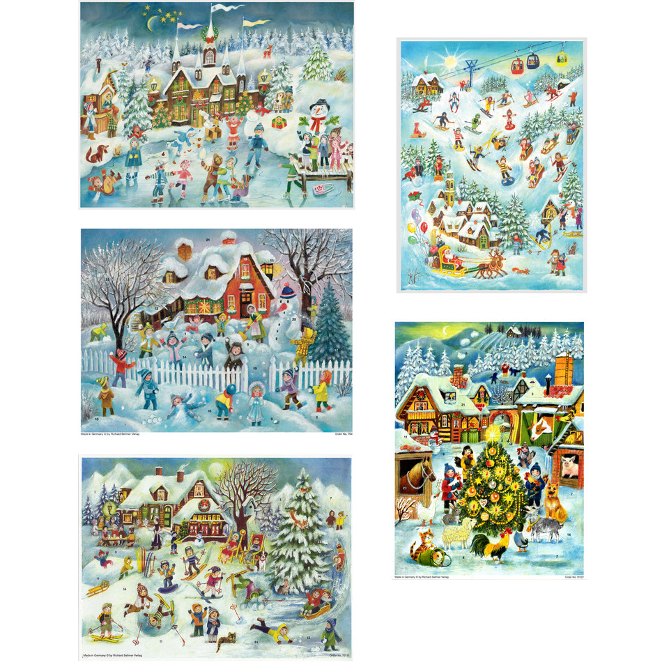 weihnachtsdörfer, winterlandschaft, skilangläufer, schneeflocken, weihnachtsmarkt