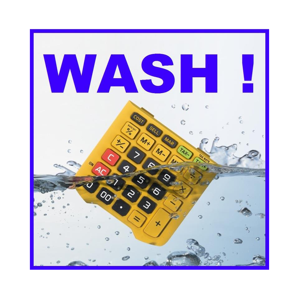 Waschhinweis, Gelb, Kalkulator, Wasser, Rechenmaschine