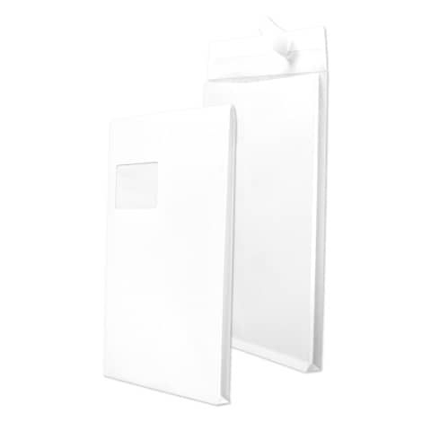 Versandtasche mit Fenster und Falte 20mm, C4, 120g/m², Haftklebend, 100 Stück, weiß MAILMEDIA 30007635