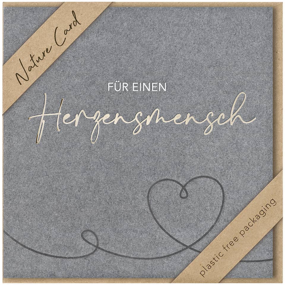 Naturkarte, Verpackung, Karte, Herzdesign, grauer Hintergrund