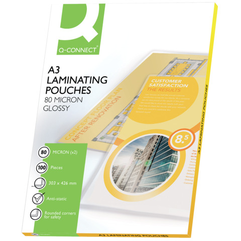 Laminierhülle, A3, 2 x 80mym, 100 Stück Q-CONNECT KF04122 Laminierhülle, A3, 2 x 80mym, 100 Stück Q-CONNECT KF04122