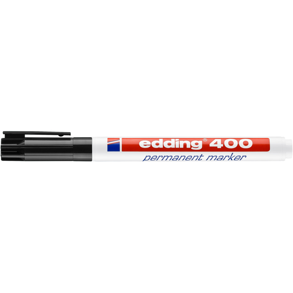 Permanentmarker, Marker, Edding 400, Weißer Körper, Schwarze Kappe