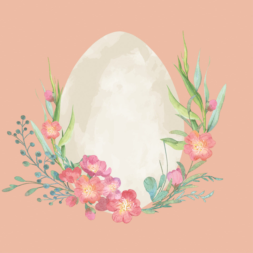 easter egg, egg, floral wreath, blumenkranz, f3f2ea (pearl beige)
