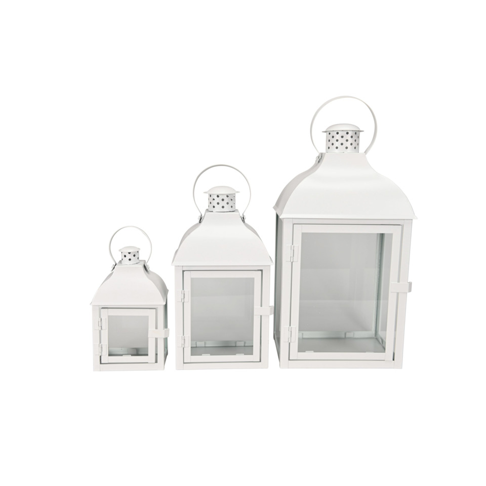 Laternen, Weiß, Metall, Glas, Haken-/Griff-Design