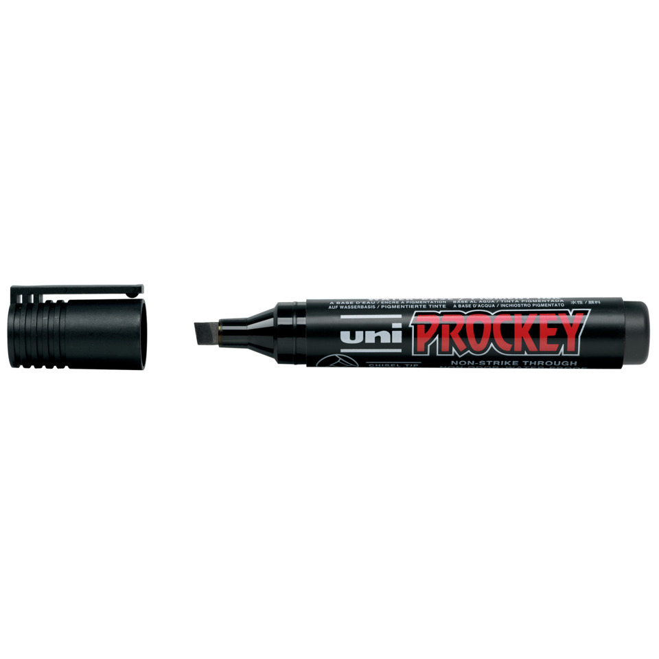 Marker, Permanent marker, Schwarz, Kunststoffspitze, Uni Prockey