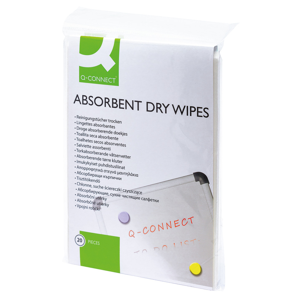 Absorbent towels, Trockenreinigungstücher, Q-Connect, 20 Stück, Wundertücher Packung