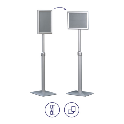 Informationsständer, freistehend, Aluminum, Plakatrahmen A4, höhenverstellbar, silber FRANKEN BS0905