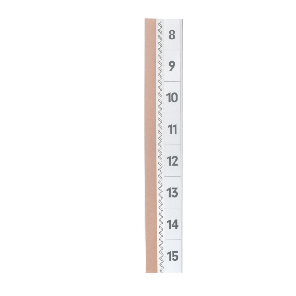 Messskala, Lineal, Markierungsstreifen, braune Lederstreifen, transparentes Lineal