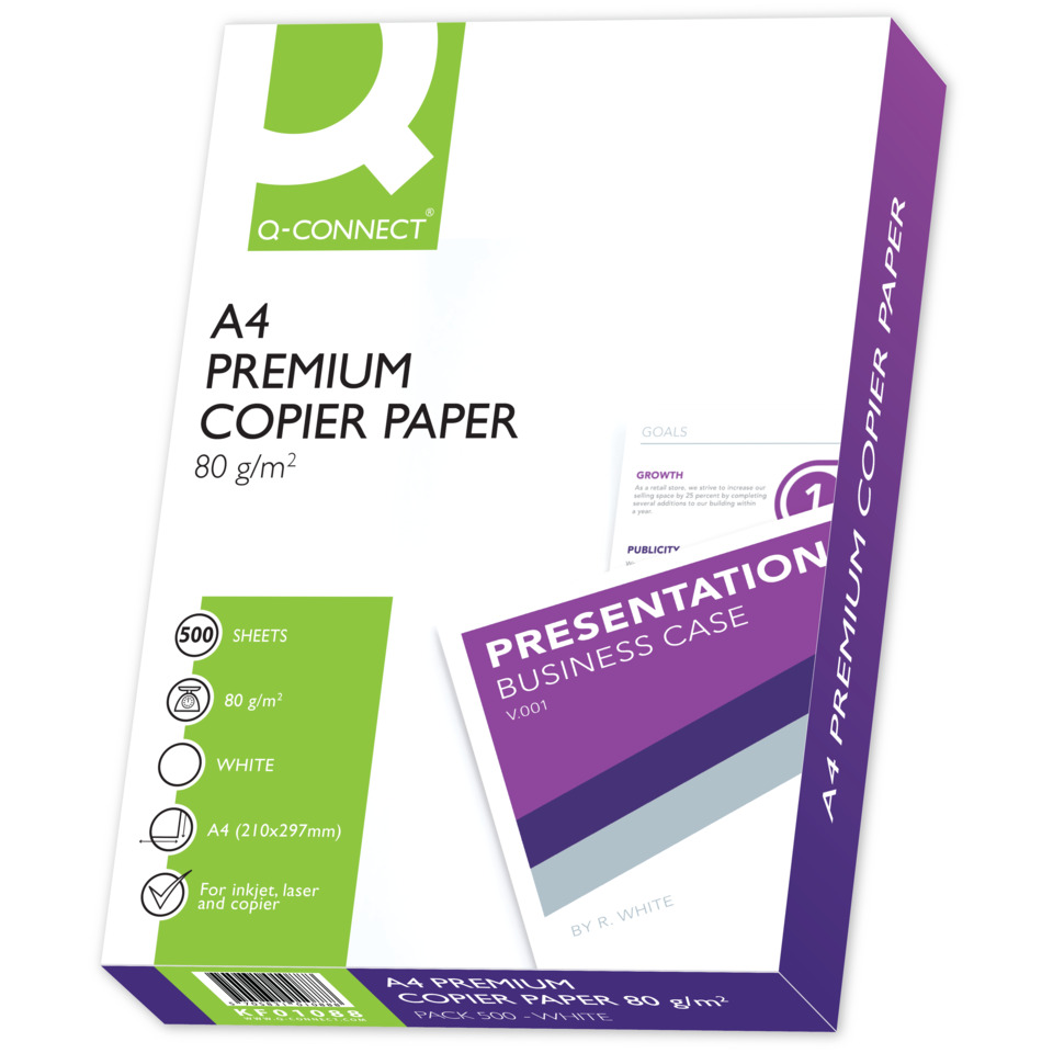 A4 paper, Copier paper, 80 g/m2, White, Sheets 500