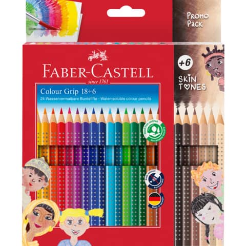 Farbstiftetui Colour Grip, 18+6 Stück, sortiert FABER CASTELL 112819