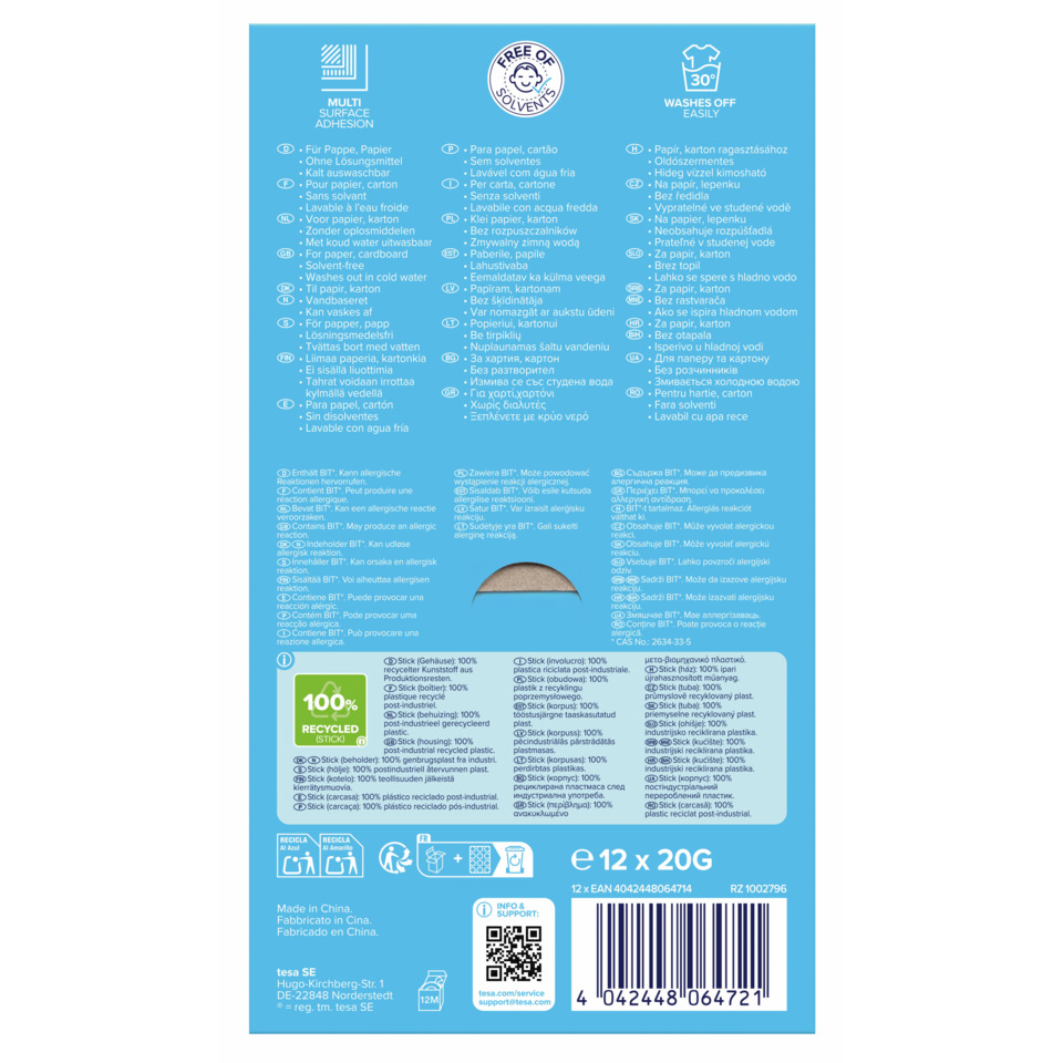recycled, stick, cardboard, blue packaging, labeling