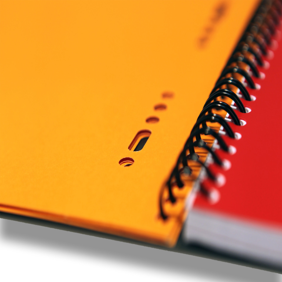 Notizbuch, Spirale, Orange, Kartenfach, Ringbindung
