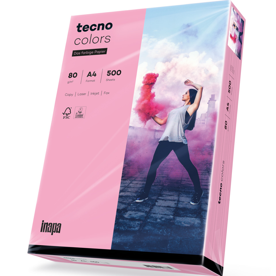 A4 paper, 80 g/m², pink box, Farbpapier, Packung 500 Blatt