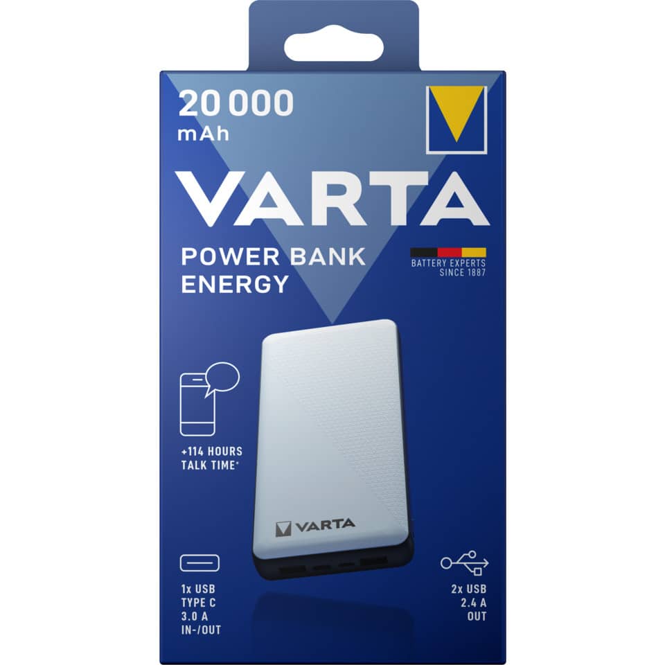 power bank, VARTA, USB-C, 2x USB, 3000-4000 mAh