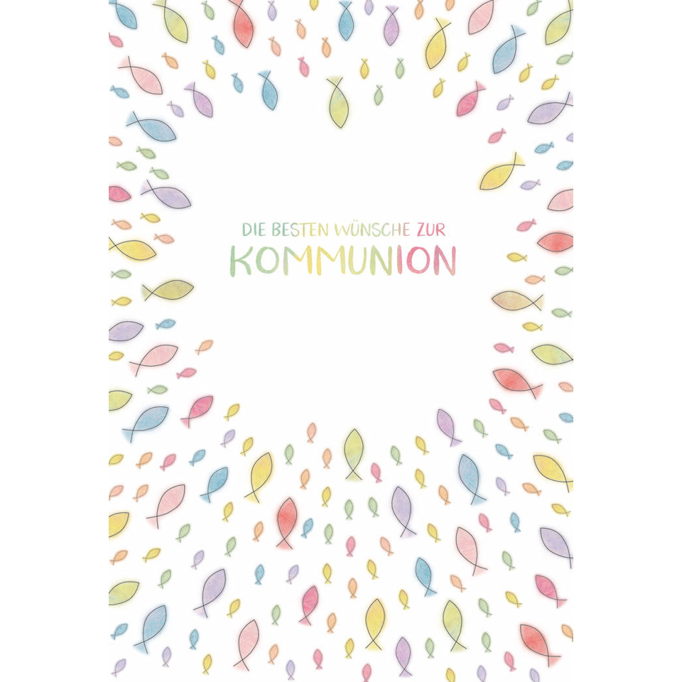 kommunionkarte, spruchkarte, pastellfarben, blätterrahmen, feierkarte