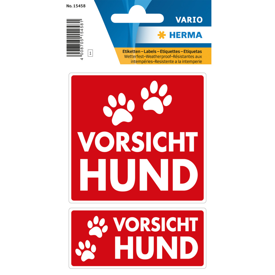 Hundeschilder, Warnschild, Vorsicht Hund, Pfotenabdrücke, Etiketten