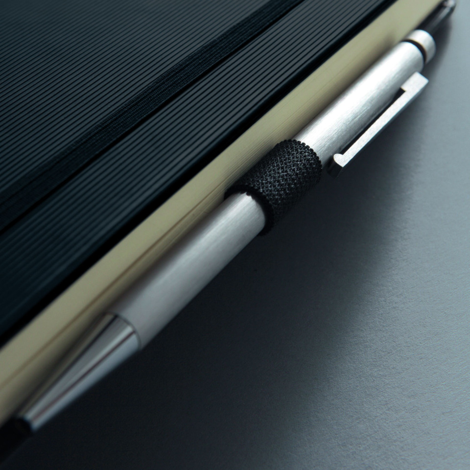 Kunstleder, Notizbuch, Clip, Stift, Tafelband