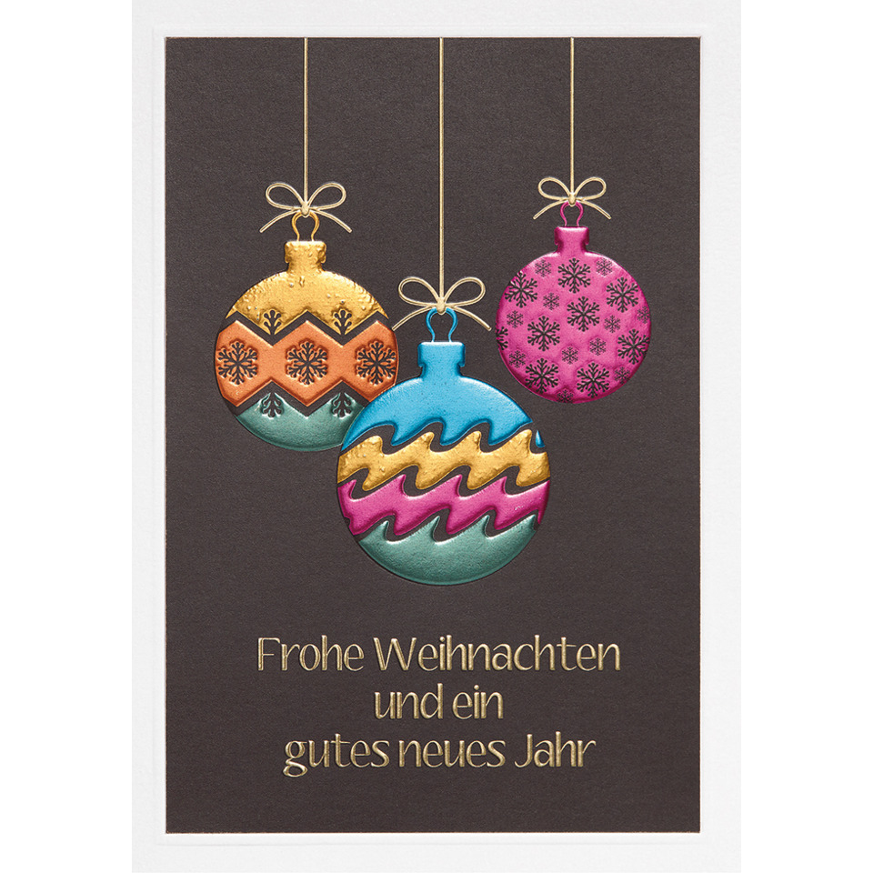 Weihnachtskugeln, Christbaumkugeln, Ornament, glänzend, Grußkarte