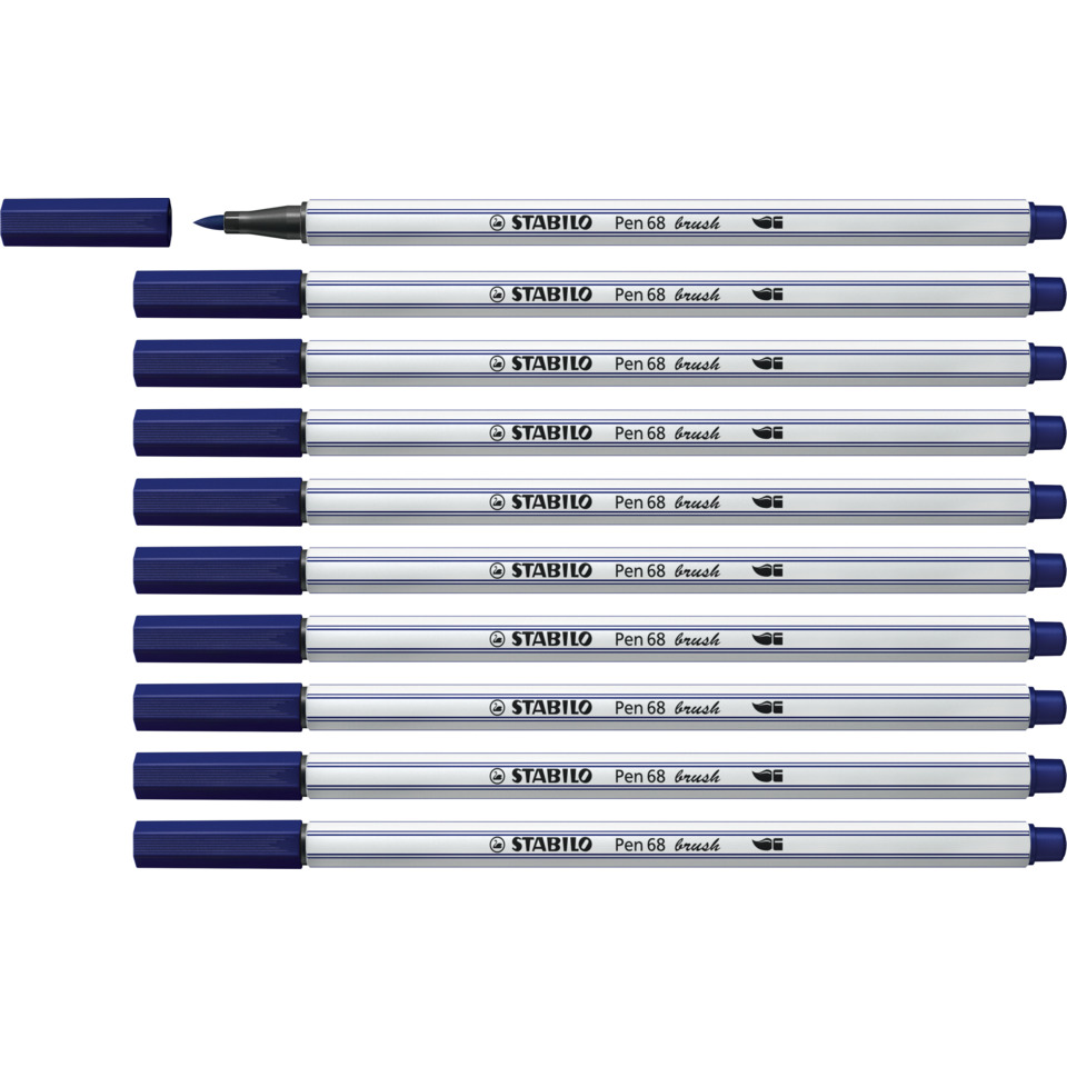 Stift, Marker, Pinselstift, Blau, Stabilo