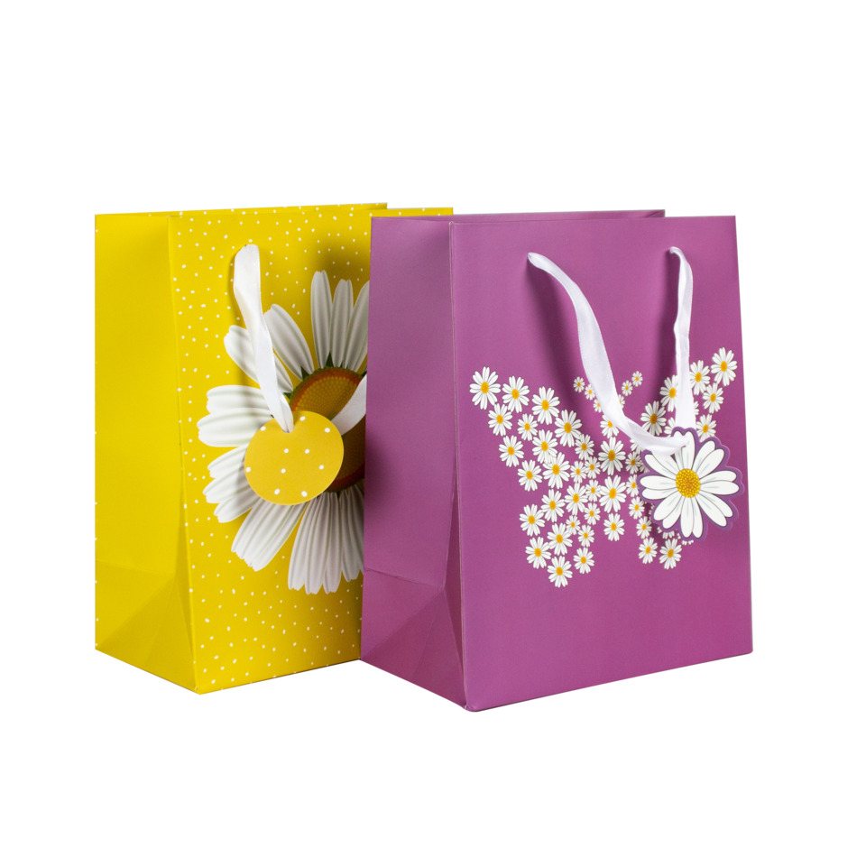Geschenktüte, Geschenkverpackung, Blumenmuster, Daisy-Design, Papiertüte