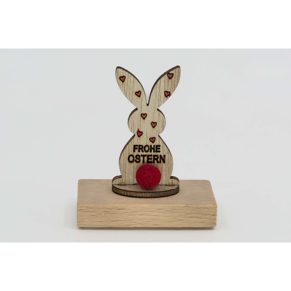 Holzfigur, Osterhase, Holzdeko, Ostern, rote Kugel