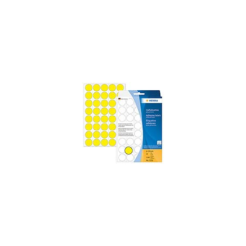 Etiketten permanent, Ø19mm, 1280 Stück, gelb HERMA 2251