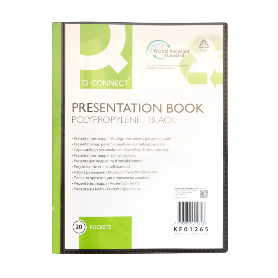 Präsentationsbuch, Polypropylen, Schwarz, Taschen, Ordner