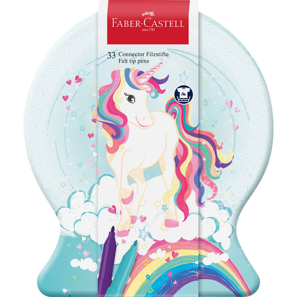 feine filzstifte, stiftset, konfetti unicorn, pastellfarbend, universaler zeichnen