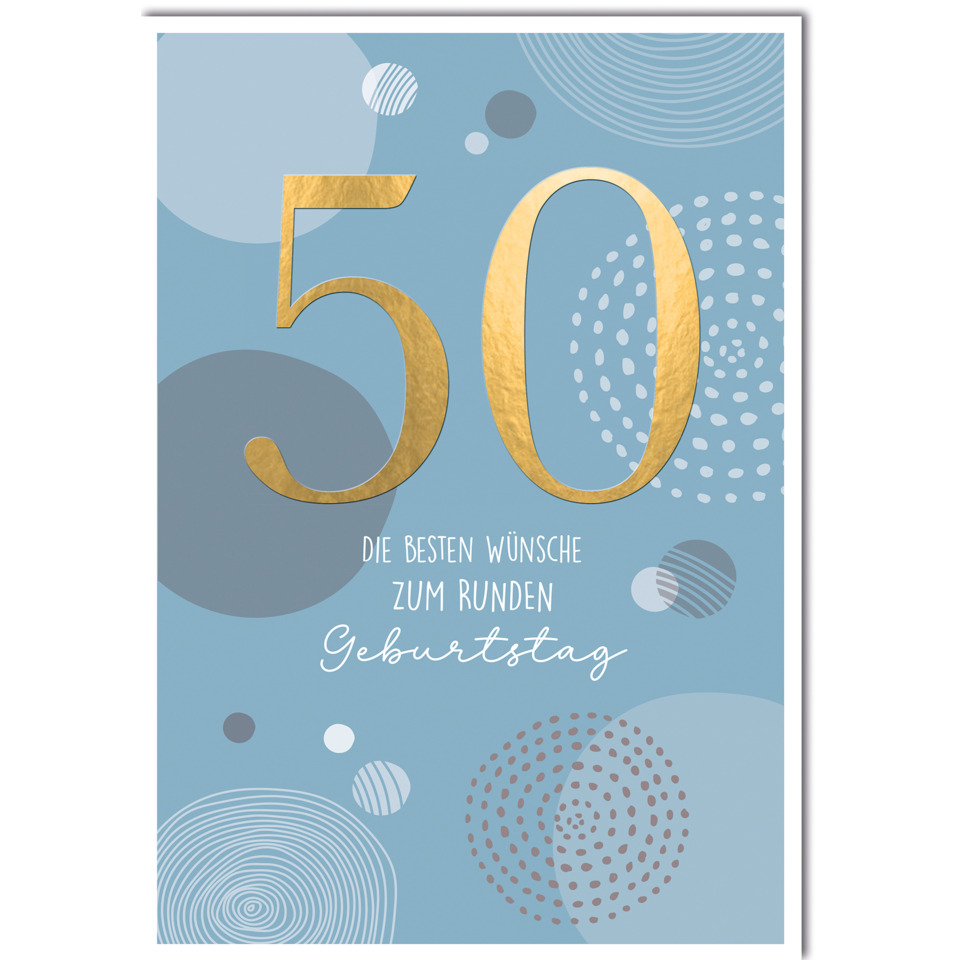 50, geburtstag, karte, fond gold, kreise muster