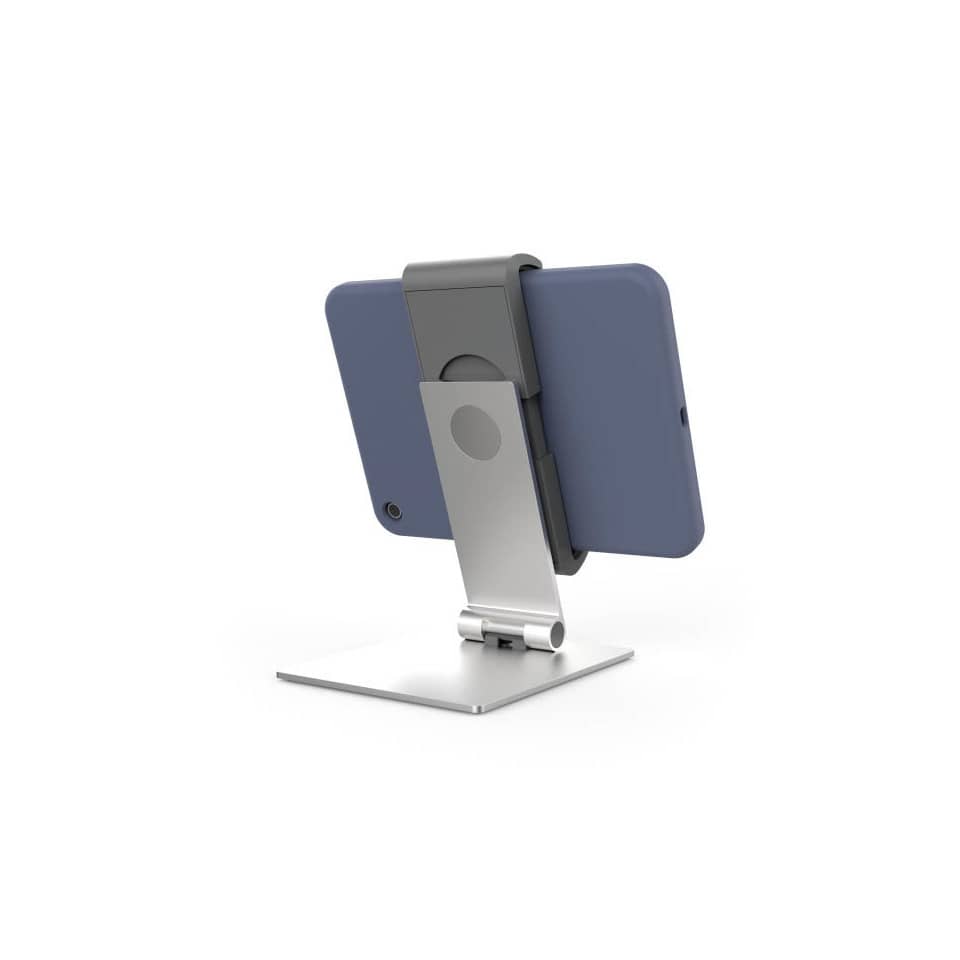 Phone Stativ, verstellbarer Ständer, Metallstütze, blau-graues Gehäuse, Faltgelenk