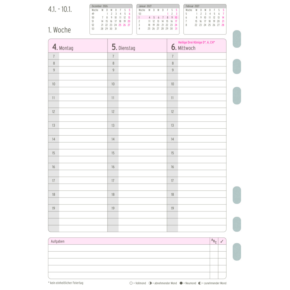 Planer, Kalender, Woche, Aufbau, Pink