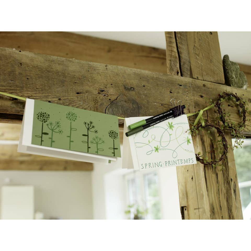 Karten, Grünes Design, Blumenmuster, Notizkarten, Klemmbinder